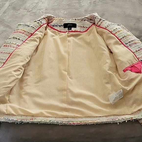 J. Crew Womens Long Sleeve Cropped Textured Tweed Blazer Sz 2p - Picture 3 of 12